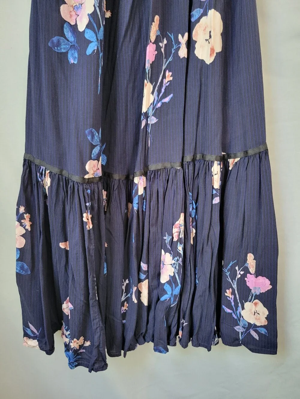 Free People Rosie Posie Floral Midi Dress Midnight Combo S